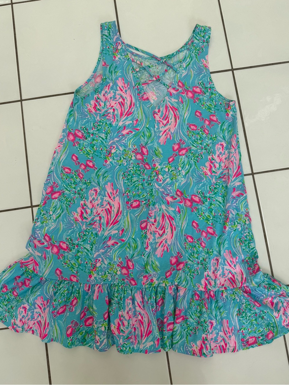 EUC! 🐠 Lilly Pulitzer”Best Fishes” Kristen flounce dress sz large - Picture 4 of 4